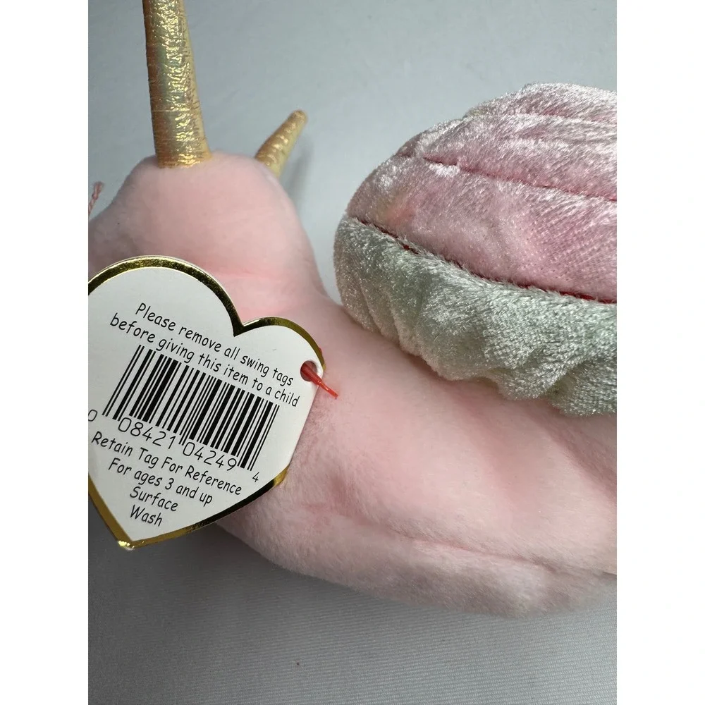 Ty Beanie Baby Swirly the Snail Pink Plush Iridescent Shell 1999 Vintage 4249
